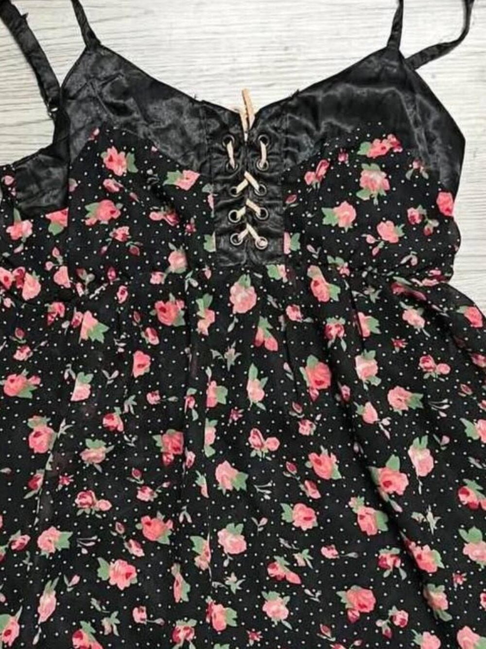 Black Floral Mini Dress - Picture 2 of 3